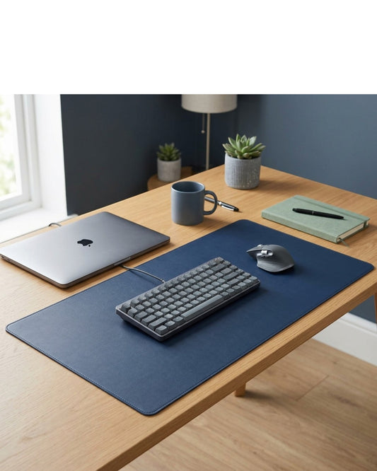 Grwnx Reversible Desk Pad Smooth Surface 35.4 x 17 in Navy