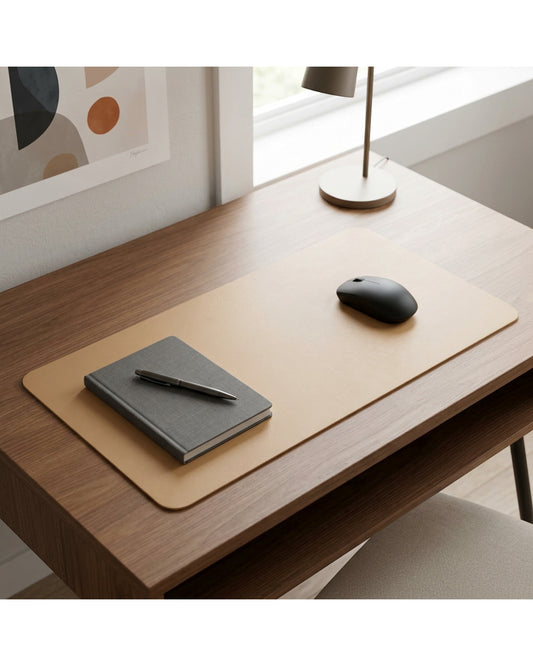 Grwnx Arcstone PU Leather Desk Pad 31.5 x 15.7 in Sandstone - Lifestyle view