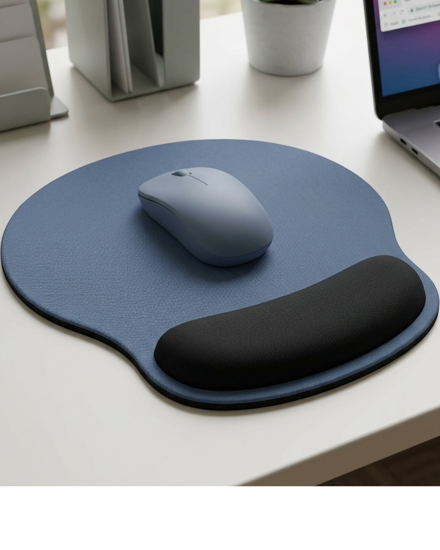 Grwnx Wristcove Memory Foam Mouse Pad 10.2 x 9 in Slate Blue - Lifestyle view