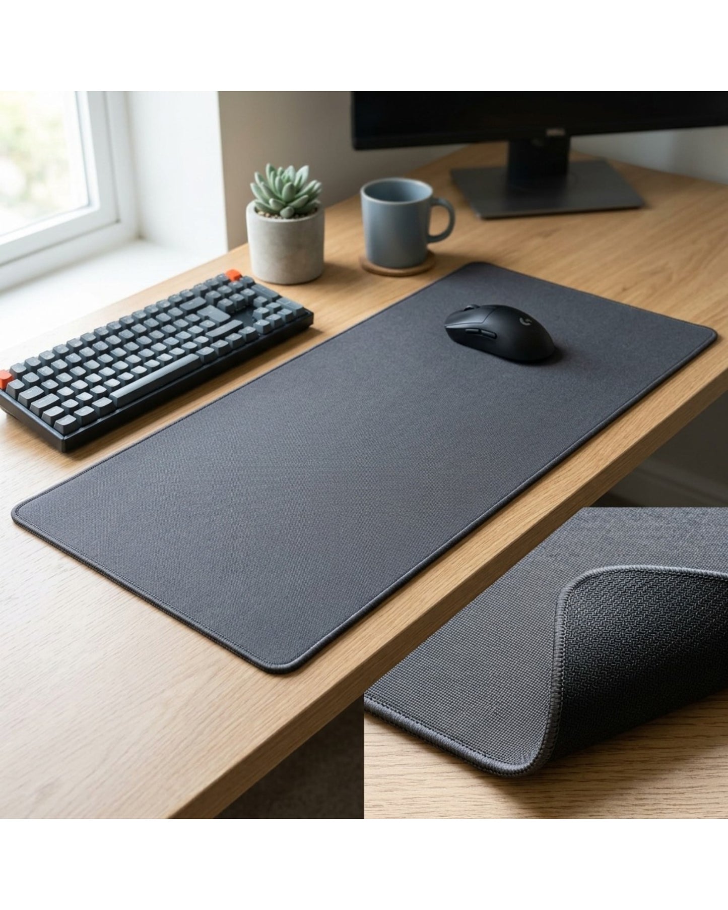 Grwnx Large Gaming Mouse Pad Rubber Base 35.4 x 15.7 in Charcoal