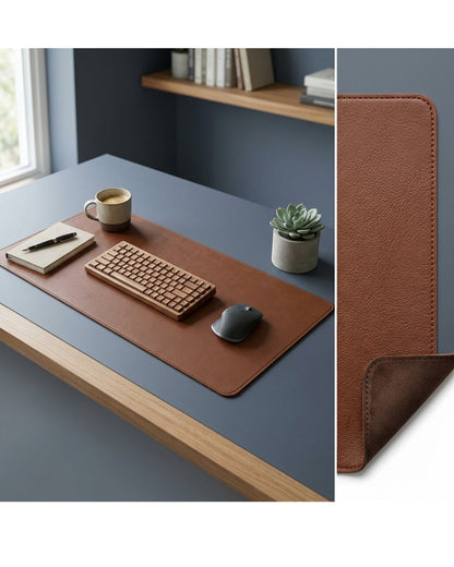 Grwnx Waterproof Desk Mat PU Leather 31.5 x 15.7 in Brown