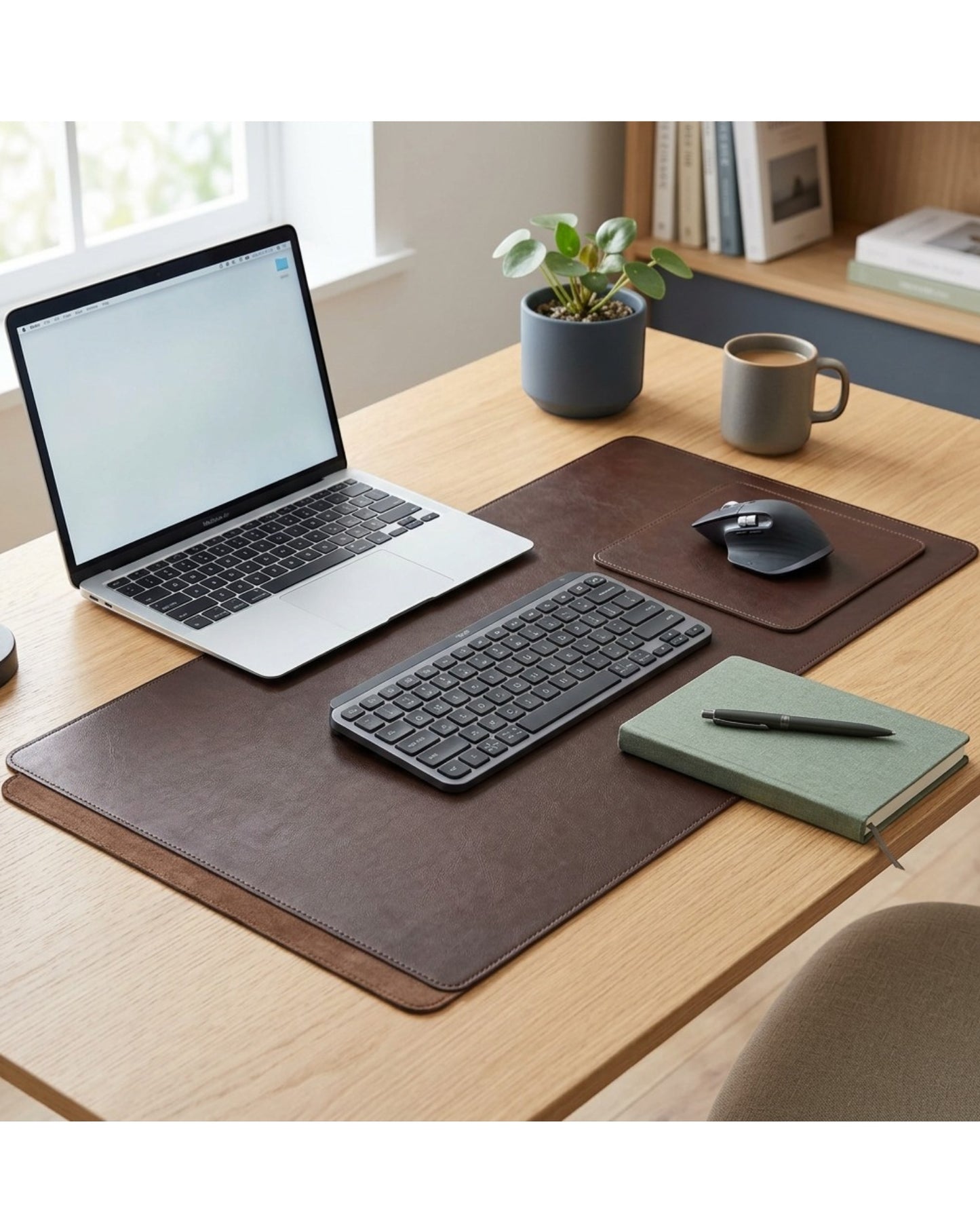 Grwnx Waterproof Desk Mat PU Leather 31.5 x 15.7 in Brown