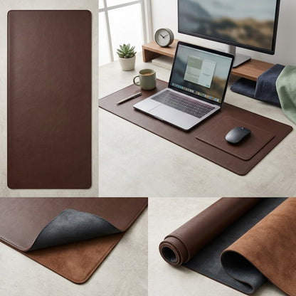 Grwnx Waterproof Desk Mat PU Leather 31.5 x 15.7 in Brown